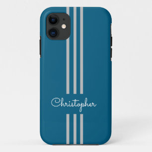 Modern Trendy Racing Stripes monogrammed  iPhone 11 Case