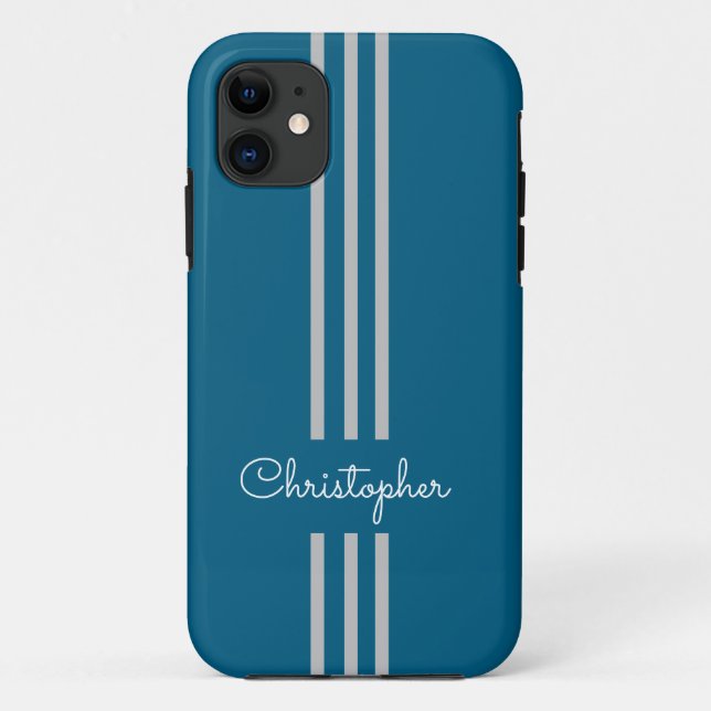 Modern Trendy Racing Stripes monogrammed  Case-Mate iPhone Case (Back)