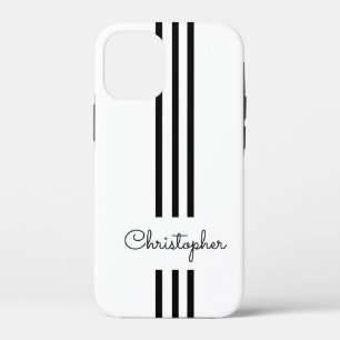 Modern Trendy Racing Stripes monogrammed iPhone 12 Mini Case