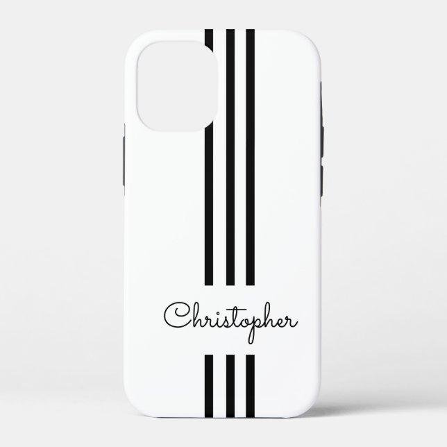 Modern Trendy Racing Stripes monogrammed  Case-Mate iPhone Case (Back)