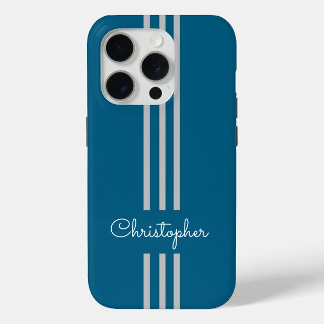 Modern Trendy Racing Stripes monogrammed  Case-Mate iPhone Case (Back)