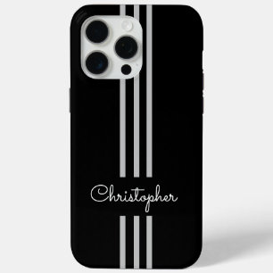 Modern Trendy Racing Stripes monogrammed  iPhone 15 Pro Max Case