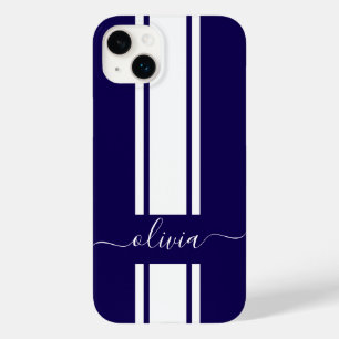 Modern Trendy Racing Stripes monogrammed  Case-Mate iPhone 14 Plus Case