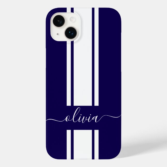 Modern Trendy Racing Stripes monogrammed  Case-Mate iPhone Case (Back)