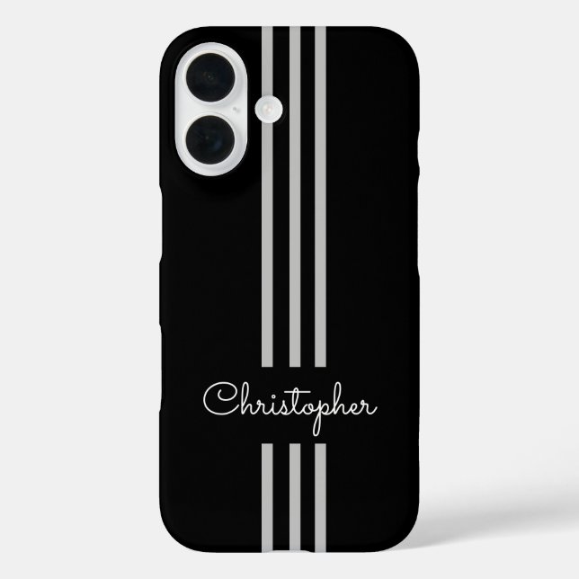 Modern Trendy Racing Stripes monogrammed  Case-Mate iPhone Case (Back)