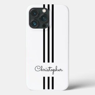 Modern Trendy Racing Stripes monogrammed iPhone 13 Pro Case