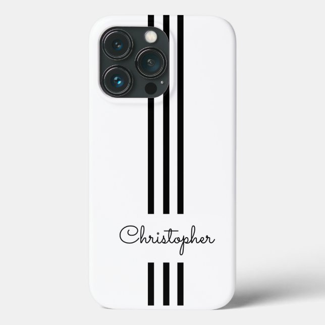 Modern Trendy Racing Stripes monogrammed  Case-Mate iPhone Case (Back)