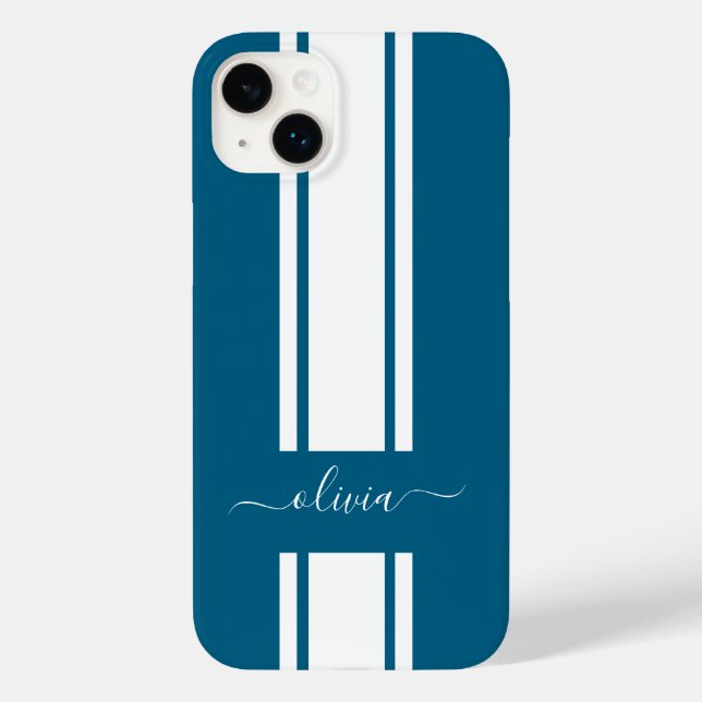 Modern Trendy Racing Stripes monogrammed  Case-Mate iPhone Case (Back)
