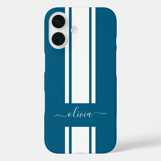 Modern Trendy Racing Stripes monogrammed  Case-Mate iPhone Case (Back)