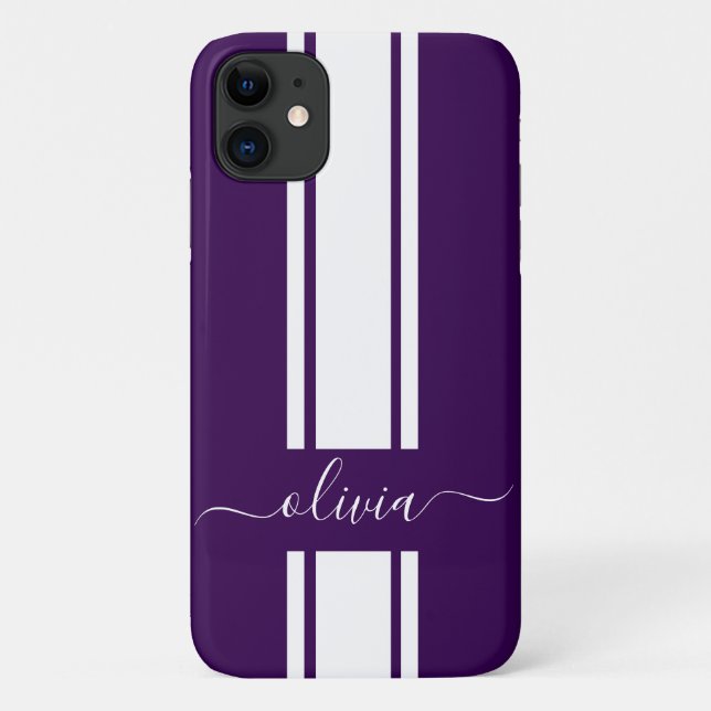 Modern Trendy Racing Stripes monogrammed  Case-Mate iPhone Case (Back)