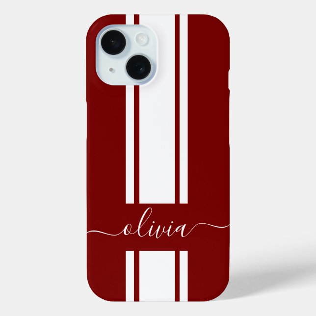 Modern Trendy Racing Stripes monogrammed  Case-Mate iPhone Case (Back)