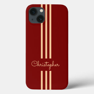 Modern Trendy Racing Stripes monogrammed iPhone 13 Case