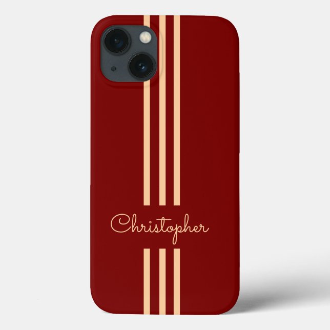 Modern Trendy Racing Stripes monogrammed  Case-Mate iPhone Case (Back)