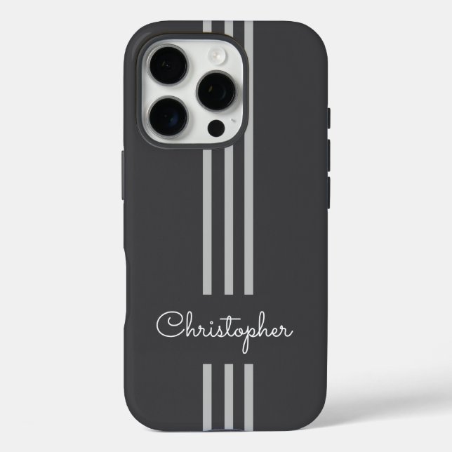 Modern Trendy Racing Stripes monogrammed  Case-Mate iPhone Case (Back)