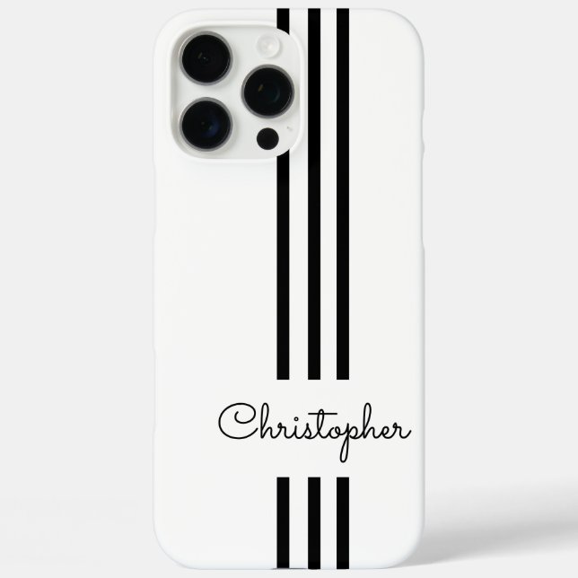 Modern Trendy Racing Stripes monogrammed  Case-Mate iPhone Case (Back)