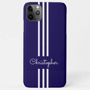 Modern Trendy Racing Stripes monogrammed iPhone 11 Pro Max Case