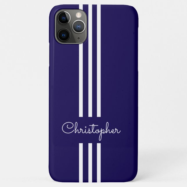 Modern Trendy Racing Stripes monogrammed  Case-Mate iPhone Case (Back)