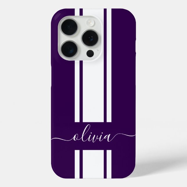 Modern Trendy Racing Stripes monogrammed  Case-Mate iPhone Case (Back)