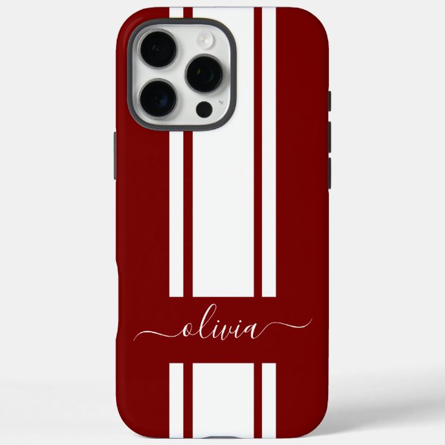 Modern Trendy Racing Stripes monogrammed  Case-Mate iPhone Case (Back)