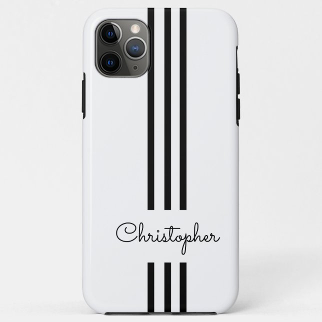 Modern Trendy Racing Stripes monogrammed  Case-Mate iPhone Case (Back)