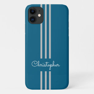 Modern Trendy Racing Stripes monogrammed  iPhone 11 Case