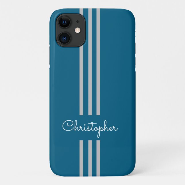 Modern Trendy Racing Stripes monogrammed  Case-Mate iPhone Case (Back)
