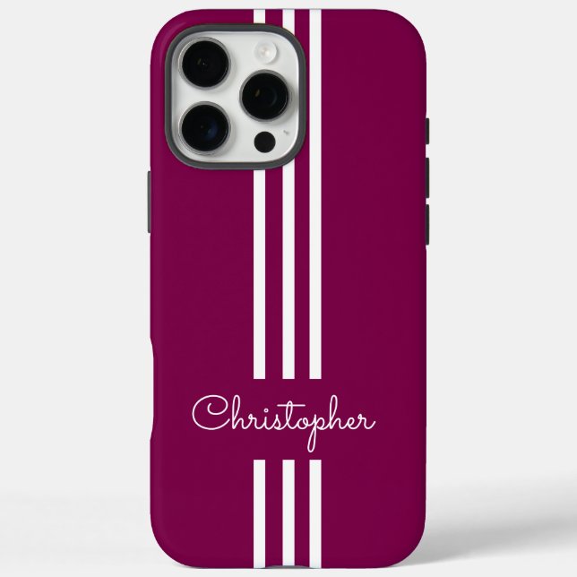 Modern Trendy Racing Stripes monogrammed  Case-Mate iPhone Case (Back)