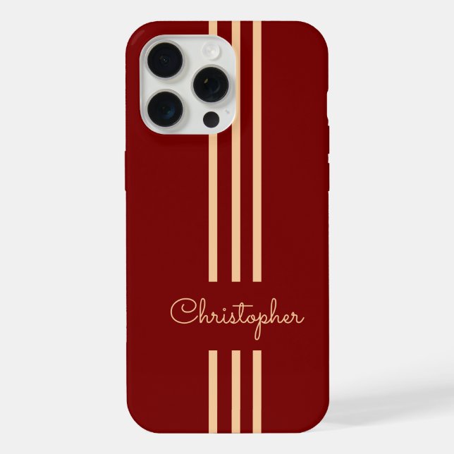 Modern Trendy Racing Stripes monogrammed  iPhone Case (Back)