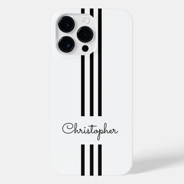 Modern Trendy Racing Stripes monogrammed  iPhone Case (Back)