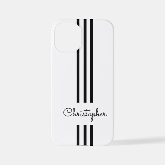 Modern Trendy Racing Stripes monogrammed  iPhone Case (Back)