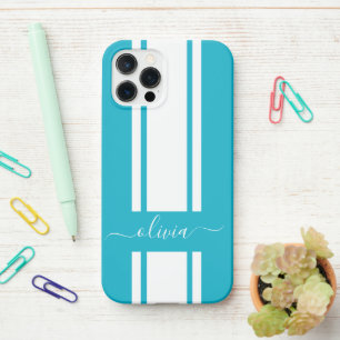 Modern Trendy Racing Stripes monogrammed  iPhone 12 Pro Case