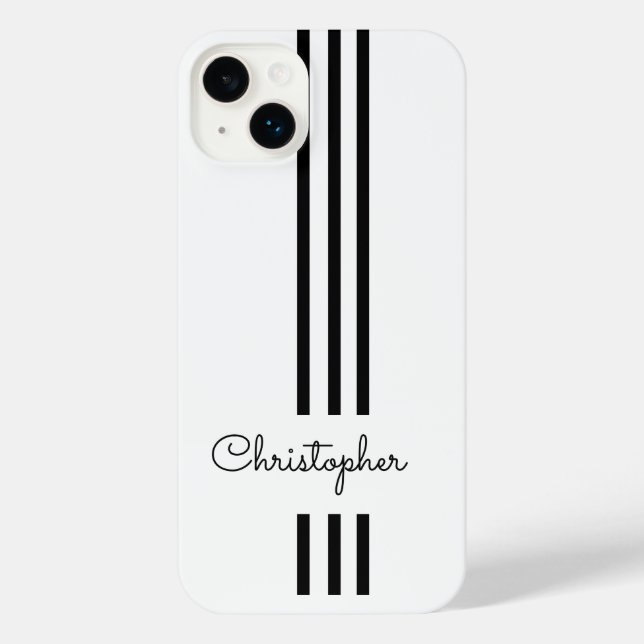 Modern Trendy Racing Stripes monogrammed  iPhone Case (Back)