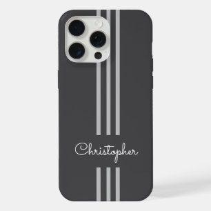 Modern Trendy Racing Stripes monogrammed  iPhone 15 Pro Max Case