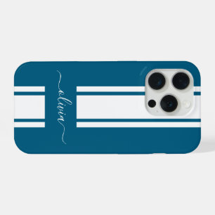Modern Trendy Racing Stripes monogrammed iPhone 15 Pro Case