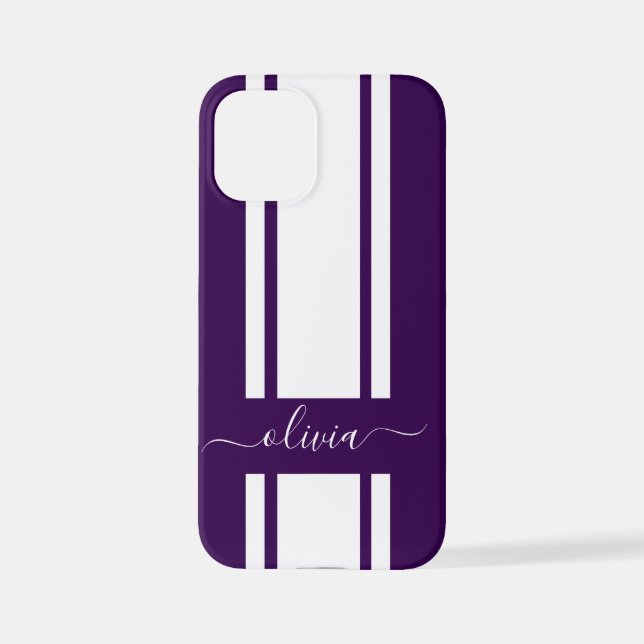 Modern Trendy Racing Stripes monogrammed  iPhone Case (Back)