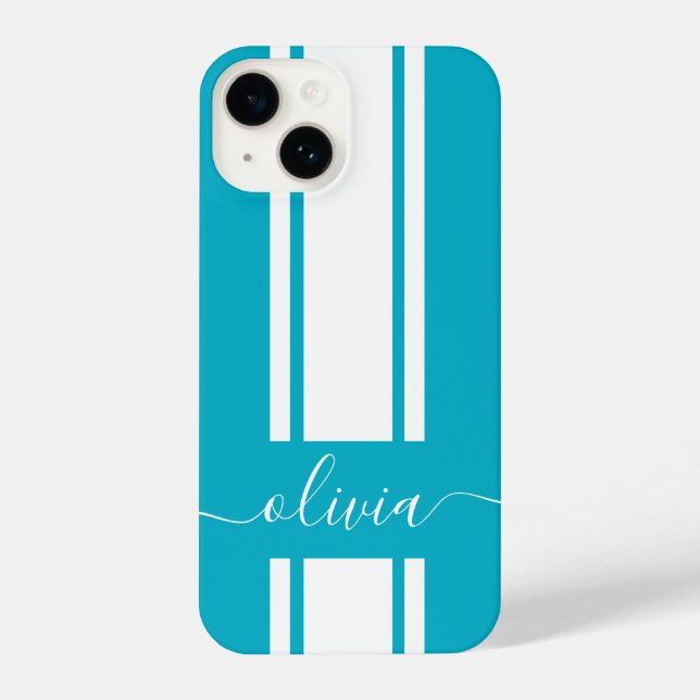 Modern Trendy Racing Stripes monogrammed  iPhone Case (Back)