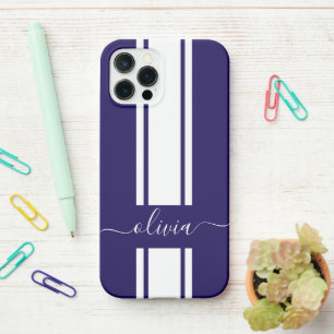 Modern Trendy Racing Stripes monogrammed iPhone 12 Pro Case