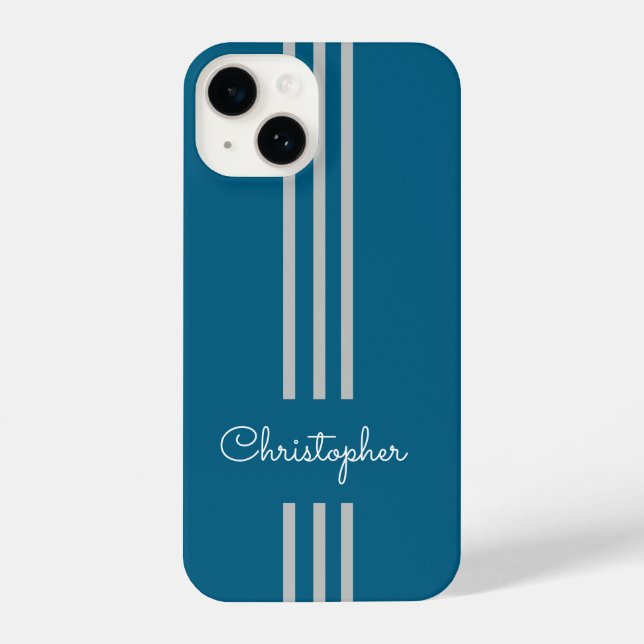 Modern Trendy Racing Stripes monogrammed  iPhone Case (Back)