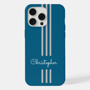 Modern Trendy Racing Stripes monogrammed iPhone 15 Pro Max Case