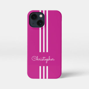 Modern Trendy Racing Stripes monogrammed  iPhone 13 Mini Case