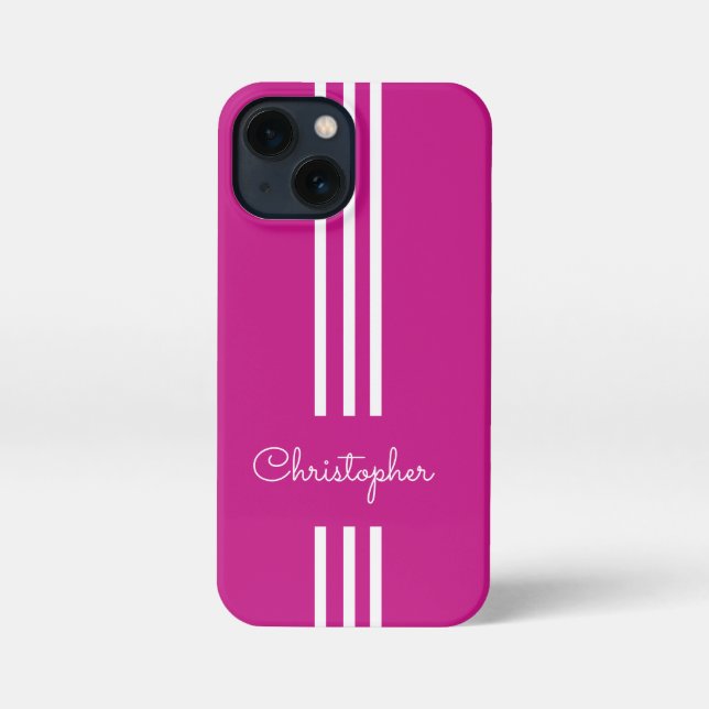 Modern Trendy Racing Stripes monogrammed  iPhone Case (Back)