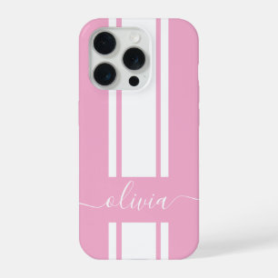 Modern Trendy Racing Stripes monogrammed iPhone 15 Pro Case