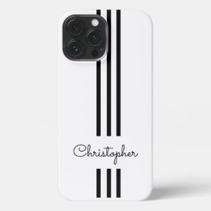 Modern Trendy Racing Stripes monogrammed  iPhone 13 Pro Max Case