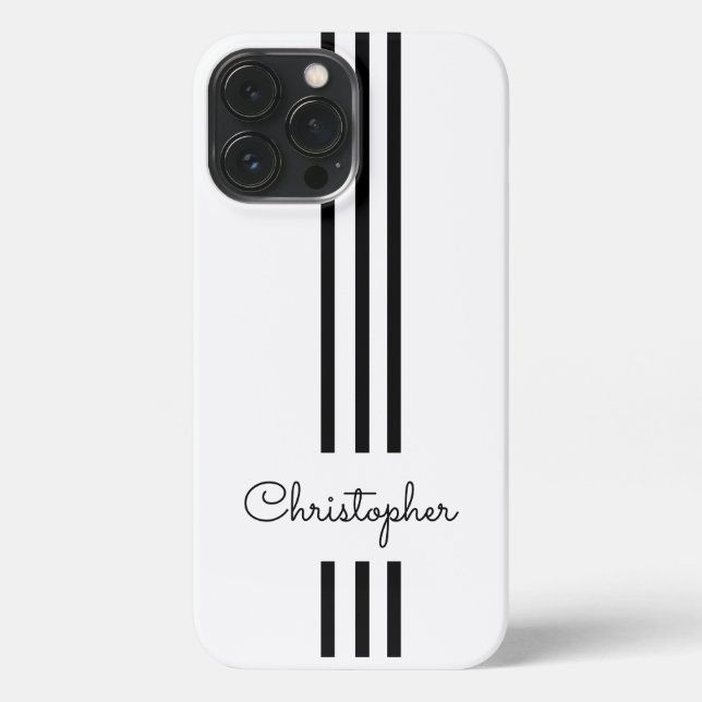 Modern Trendy Racing Stripes monogrammed  iPhone Case (Back)