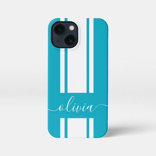 Modern Trendy Racing Stripes monogrammed  iPhone Case (Back)