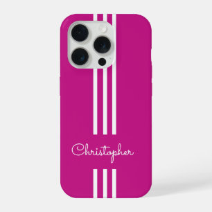Modern Trendy Racing Stripes monogrammed  iPhone 15 Pro Case
