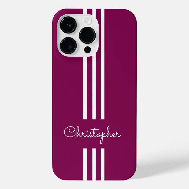 Modern Trendy Racing Stripes monogrammed  iPhone Case (Back)