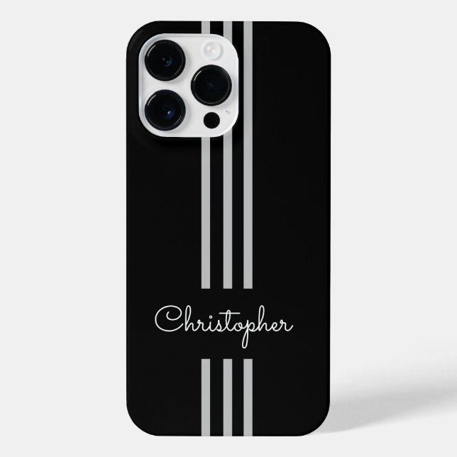 Modern Trendy Racing Stripes monogrammed  iPhone Case (Back)