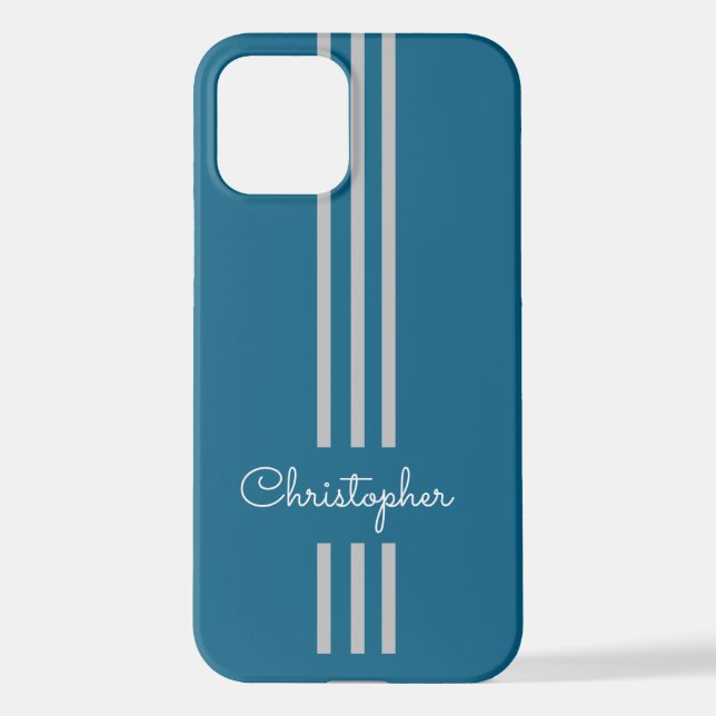 Modern Trendy Racing Stripes monogrammed  iPhone Case (Back)