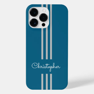 Modern Trendy Racing Stripes monogrammed  iPhone 14 Pro Max Case